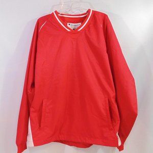 Vintage Champion v-neck pullover windbreaker XL red
